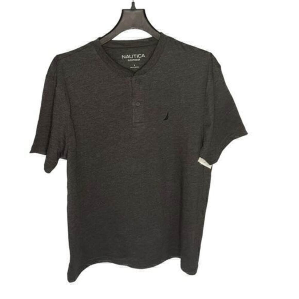 Nautica Mens Grey Heathered Sleep Henley Shirt Size Small